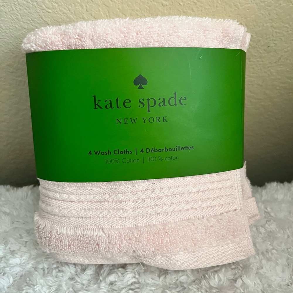 Kate Spade Light Pink Wash Cloths Set of 4 NWT